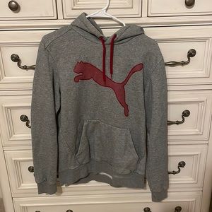 Men’s small gray and red puma hoodie